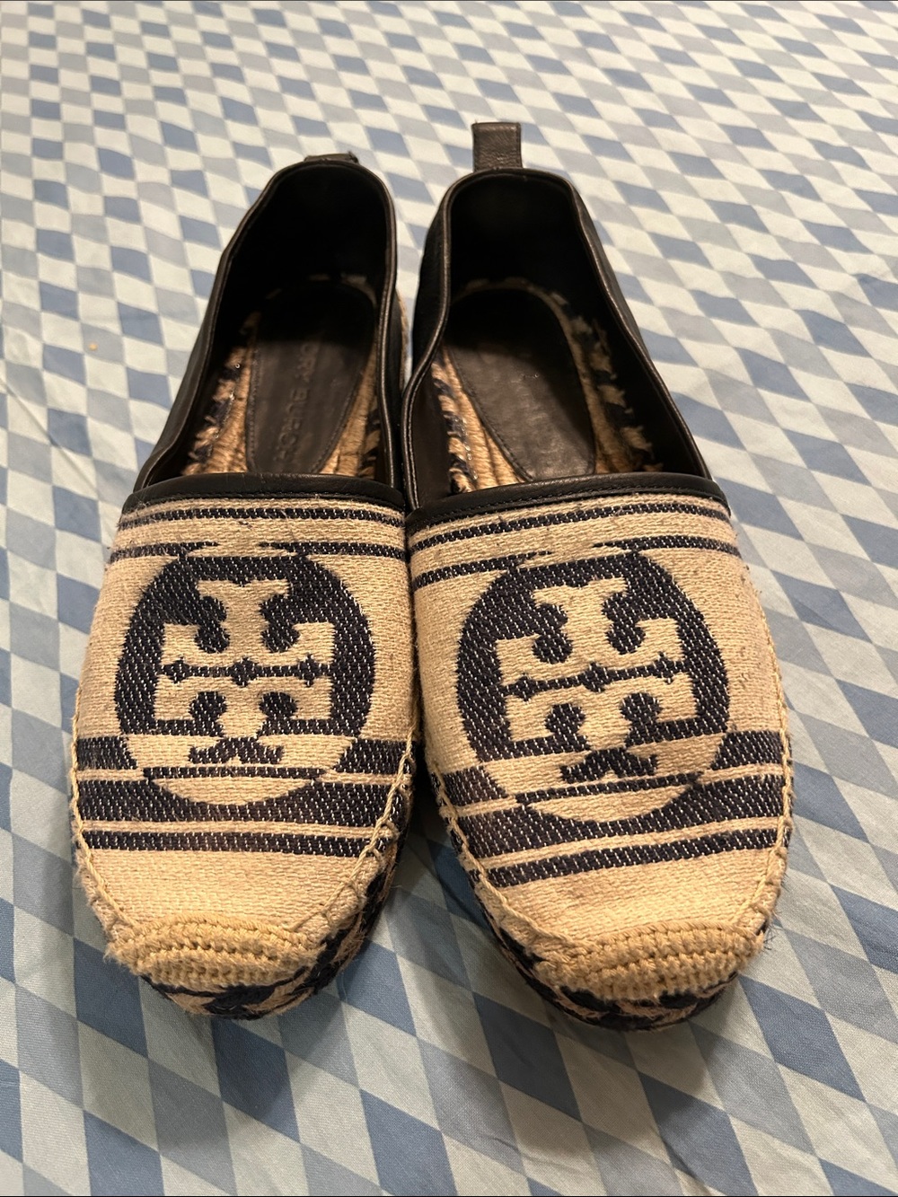 Tory Burch double T Jacquard espadrilles size 9